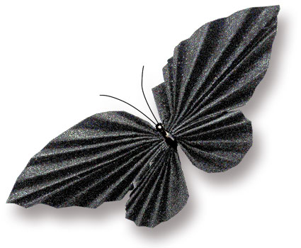 folded paper spangled black butterfly