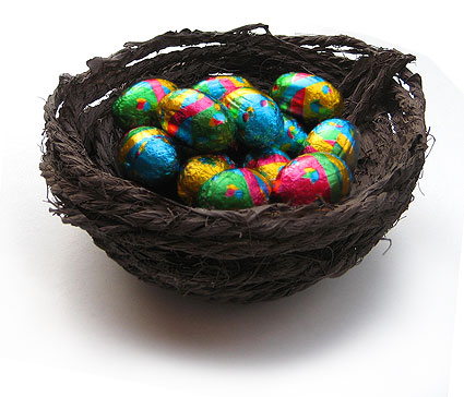 fill your nest with tiny foil wrapped eggs