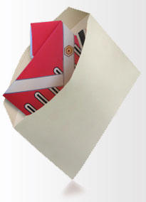 Homemade envelope with dadcando origami shirt inside