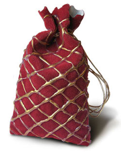 Dragonhide pouch with gold twine cord