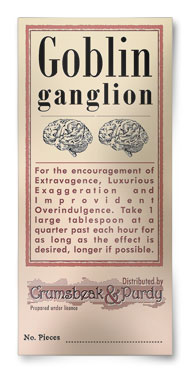 Antique apothecary Goblin ganglion label